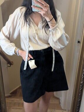 vintage suede high waist shorts black 32"W